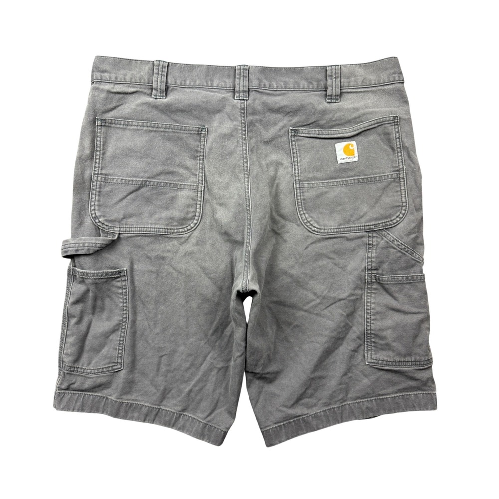 Carhartt Men 36 Rugged Flex Relaxed Fit Canvas Utility Work Short Gray Carpenter